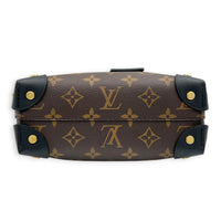 Petite Malle Souple Top Handle Bag Brown in Monogram Coated Canvas, Gold hardware