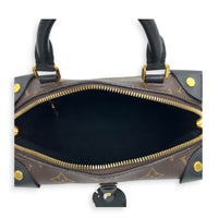 Petite Malle Souple Top Handle Bag Brown in Monogram Coated Canvas, Gold hardware
