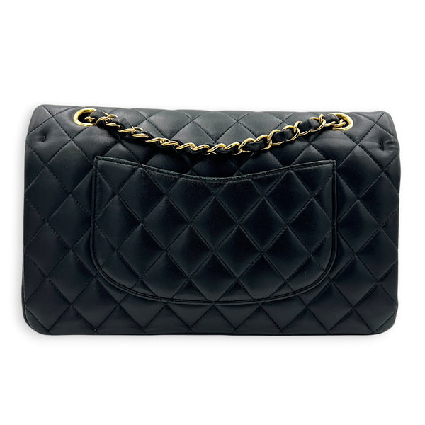 Classic Medium Black Shoulder Bag in Lambskin, Gold hardware