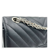 2.55 Shoulder Bag Black in Calfskin, Silver hardware