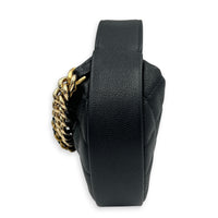 Quilted Bow Pouch Handbag Black in Caviar Leather, Gold hardware