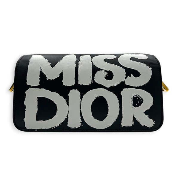 Miss Dior Graffiti Shoulder Bag Black in Calfskin, Gold hardware