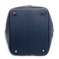 Picotin 22 Blue Bucket Bag in Clemence, Silver hardware