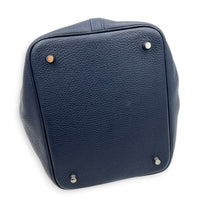 Picotin 22 Blue Bucket Bag in Clemence, Silver hardware