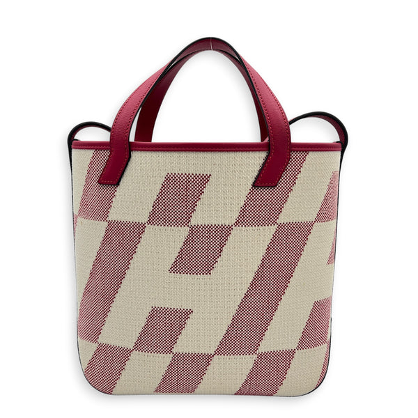 Cabas H En Biais White in Canvas, Silver hardware