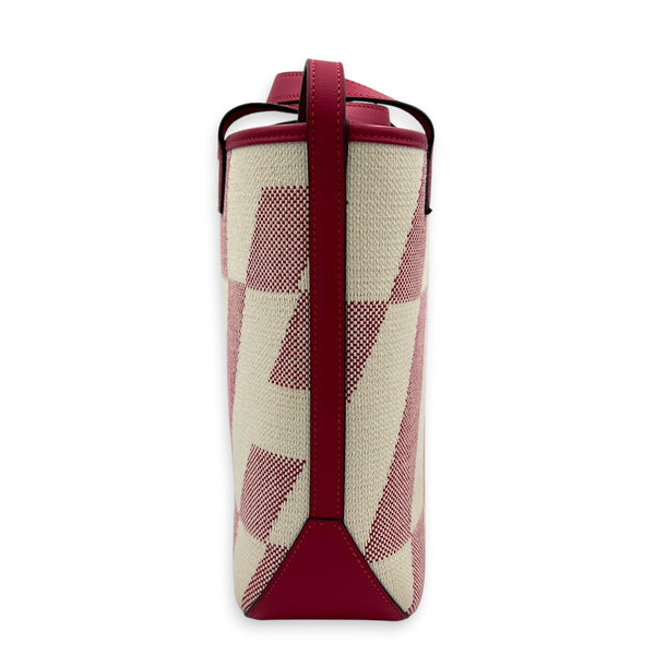 Cabas H En Biais White in Canvas, Silver hardware
