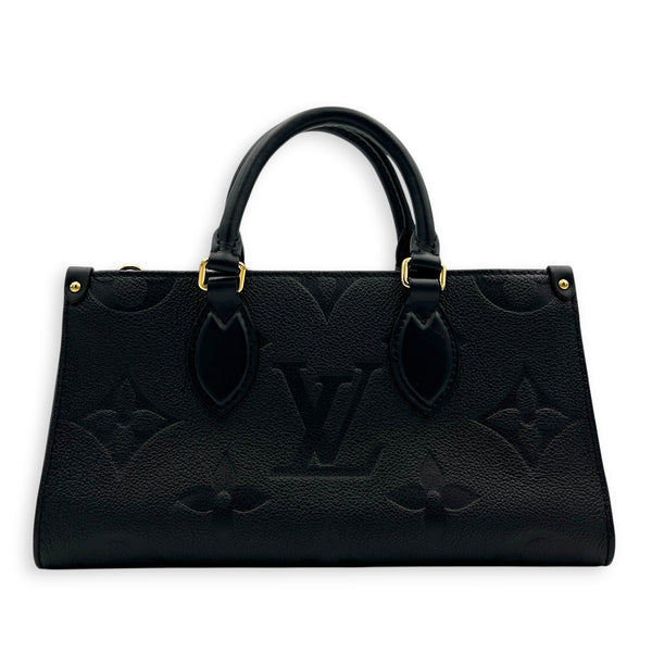 OnTheGo East West Black Top Handle Bag in Empreinte Leather, Gold hardware