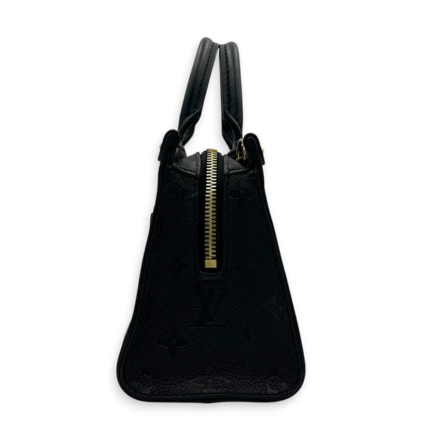 OnTheGo East West Black Top Handle Bag in Empreinte Leather, Gold hardware