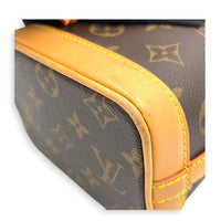 Noe Bucket Bag Nano Brown in Monogram Coated Canvas, Gold hardware