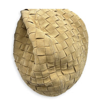 Jodie Shoulder Bag Beige in Suede Leather, Gold hardware