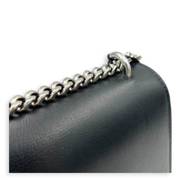 Sunset Black Shoulder Bag in Calfskin, Silver hardware