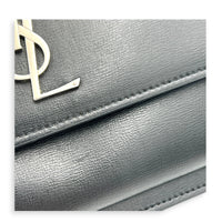 Sunset Black Shoulder Bag in Calfskin, Silver hardware