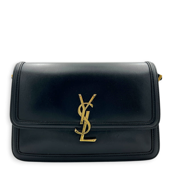 Solferino Shoulder Bag Black in Calfskin, Gold hardware