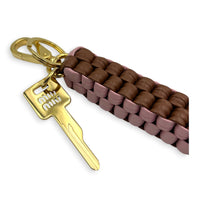 Woven Keychain Multi-colour in Calfskin, Gold hardware