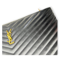 Cassandre Black Pouch in Calfskin, Gold hardware
