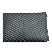 Cassandre Black Pouch in Calfskin, Gold hardware