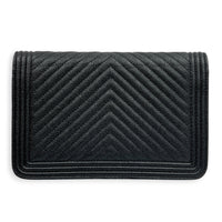 Boy Wallet On Chain Black in Caviar Leather, Gold hardware