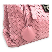 Intrecciato Top Handle Bag Pink in Calfskin, Gunmetal hardware