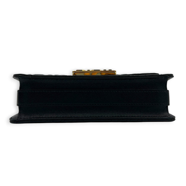 Miss Dior Allover Shoulder Bag Black in Calfskin, Gold hardware