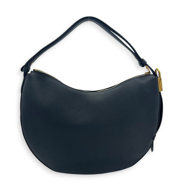 Low Key Cookie Shoulder Bag MM Black in Calfskin, Gold hardware