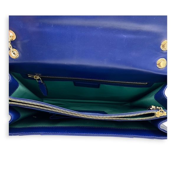 Serpenti Forever Shoulder Bag Blue in Calfskin, Gold hardware