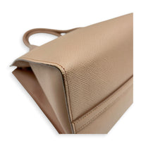 Logo Monochrome Pink Top Handle Bag in Saffiano Leather, Gold hardware
