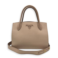 Logo Monochrome Pink Top Handle Bag in Saffiano Leather, Gold hardware