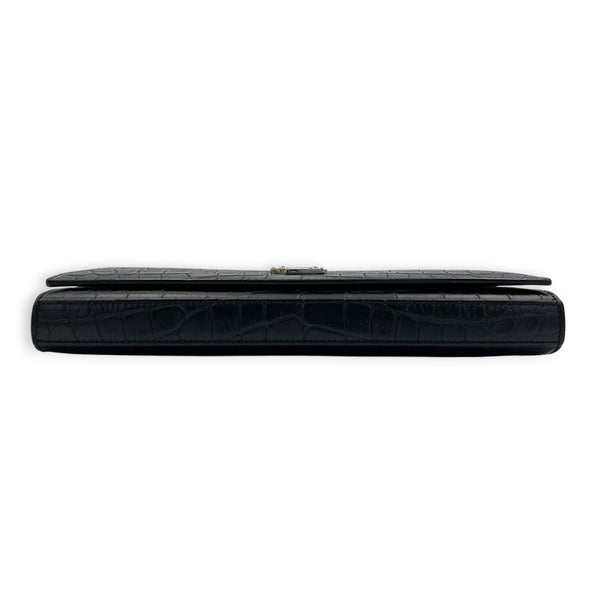 Cassandre Wallet On Chain Black in Calfskin, Silver hardware