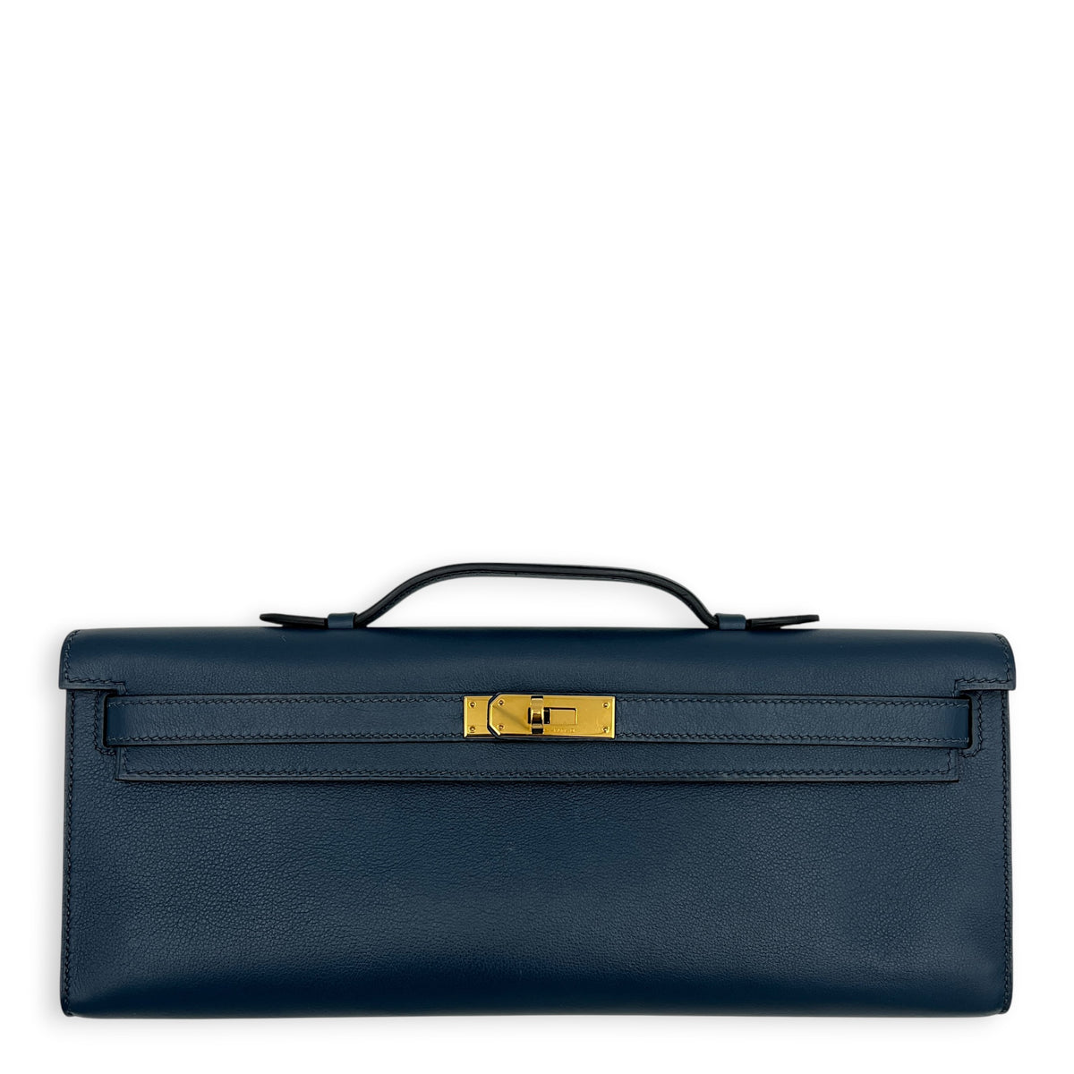 Kelly Cut Bleu de Prusse Clutch in Swift, Gold hardware
