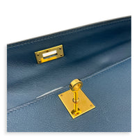 Kelly Cut Bleu de Prusse Clutch in Swift, Gold hardware