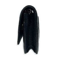 Classic Wallet On Chain Black in Caviar Leather, Silver hardware