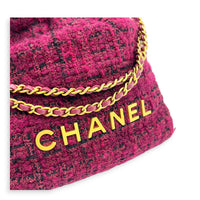 22 Tote Shoulder Bag Purple in Tweed, Gold hardware