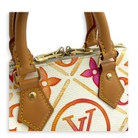 Speedy Bandouliere Top Handle Bag 20 By The Pool in Monogram Coated Canvas, Gold hardware