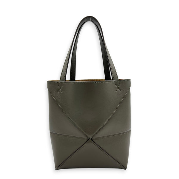 Puzzle Fold Tote Bag Mini Green in Calfskin, Gold hardware