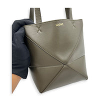 Puzzle Fold Tote Bag Mini Green in Calfskin, Gold hardware