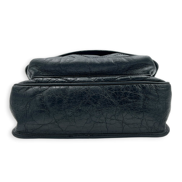 Niki Shoulder Bag Black in Calfskin, Ruthenium hardware
