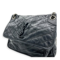Niki Shoulder Bag Black in Calfskin, Ruthenium hardware