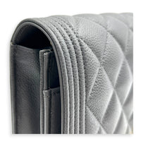 Boy Grey Wallet On Chain in Caviar Leather, Gold hardware