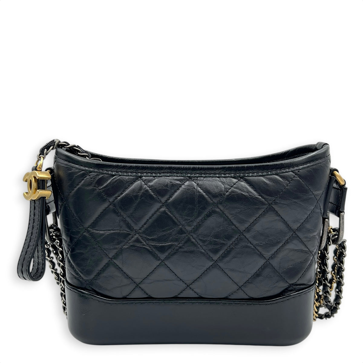 Gabrielle Small Black Shoulder Bag in Calfskin, Mixed hardware