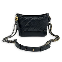 Gabrielle Small Black Shoulder Bag in Calfskin, Mixed hardware