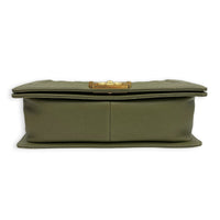 Boy Medium Green Shoulder Bag in Caviar Leather, Gold hardware