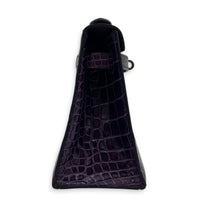 Kelly Pochette Amethyst in Shiny Niloticus Crocodile, Palladium hardware