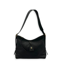 Carryall PM Black Shoulder Bag in Empreinte Leather, Gold hardware