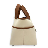 Picotin Cargo 18 Gold/Ecru Top Handle Bag in Toile & Swift, Palladium hardware