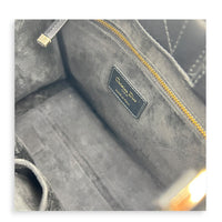 Cannage Book Small Black Tote Bag in Calfskin, Gold hardware
