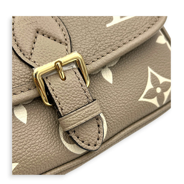 Diane Nano Beige Shoulder Bag in Empreinte Leather, Gold hardware