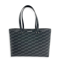 BB Monogram Tote Bag Black in Coated Canvas, Silver hardware