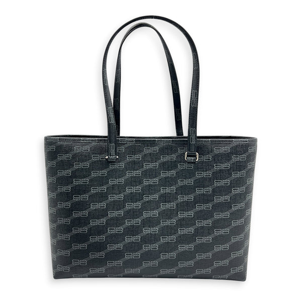 BB Monogram Tote Bag Black in Coated Canvas, Silver hardware