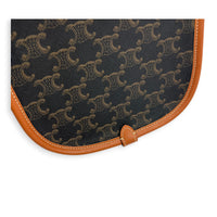 Folco Shoulder Bag Brown in Coated Canvas, Gold hardware