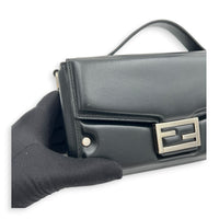 Soft Trunk Baguette Shoulder Bag Black in Nappa Leather, Silver hardware